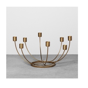 7-Arm Gold Geometric Votive Candle Holder - Modern Metal Tealight <b>Candelabra</b> for Dining Table Centerpiece, Wedding Decor, and Li - Product Image 2