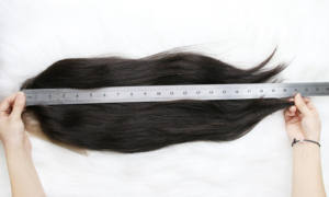 Peluca de pelo virgen de alta calidad, cutícula alineada, tupé de encaje Frontal recto, Base de encaje transparente de longitud larga para Material suizo S - Product Image 5