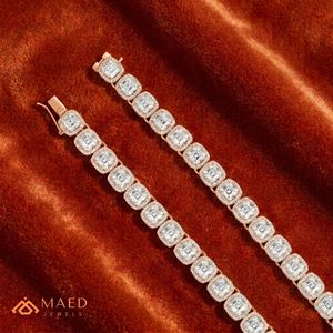สร้อยคอเงินชุบทองคำสีกุหลาบทรง Asscher ประดับเพชรโมอิสซาไนต์ สไตล์ฮิปฮอป สำหรับผู้ชาย เครื่องประดับหรูหราสำหรับงานปาร์ตี้ ของขวัญหมั้น - Product Image 5