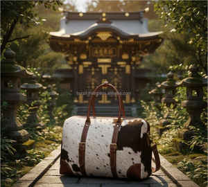 Bolsa de Viaje de Cuero Vacuno con Pelo, Impermeable, para Fin de Semana, Modelo LHODB-0099 - Product Image 6