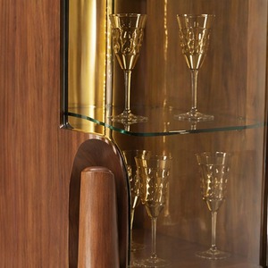 Elara Luxury <b>Bar</b> Cabinet Contemporary Wooden Design with Glass Elements & Steel Accents - Product Image 5