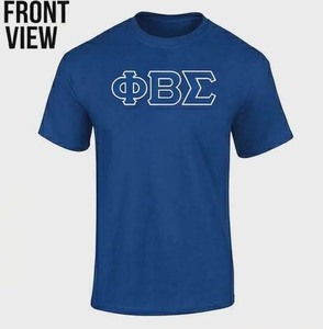 Camisetas Casuales de Verano de Manga Corta 100% Algodón, Color Azul, Bordado Personalizado con Letras Griegas de la Fraternidad Phi Beta Sigma - Product Image 1