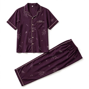 Ensemble de pyjama classique léger pour homme Amkoor, manches longues, violet, uni, 100% coton, vêtements de nuit décontractés, vêtements d'été, lavable en machine - Product Image 5