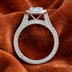 925 Sterling Silver Emerald Cut Halo Engagement <b>Ring</b> Women <b>Split</b> Shank Pave Band Diamond Look Wedding <b>Ring</b> Jewelry - Product Image 2