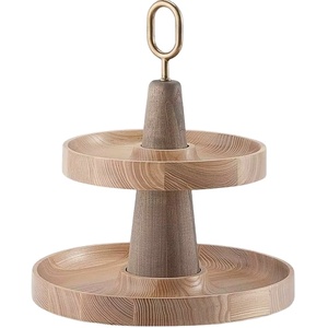 HOT SELLING Latest Wooden Two Tier Cake Stand Round <b>Dessert</b> Display Tray Natural Wood Serving Decor Item - Product Image 1