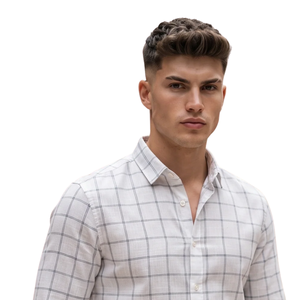 Chemise en flanelle à carreaux gris et blanc pour homme, manches longues, boutonnée, décontractée, tissu brossé doux, streetwear quotidien - Product Image 4
