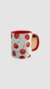 Taza de Leche de Cerámica con Diseño de Cuadros Verdes y Cerezas, Linda y Resistente al Calor, Apta para Lavavajillas, para Uso Doméstico - Product Image 4