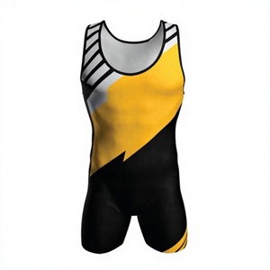Singlet gulat warna hijau hitam dengan blok warna, sublimasi, menyerap keringat, model ketat, untuk segala musim, pakaian olahraga dewasa. - Product Image 2