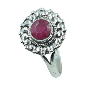 Anillo de Plata de Ley 925 con Rubí Rosa Natural, Diseño Hecho a Mano con Cuentas, Anillo Elegante para Mujer, Regalo de Navidad para Novia - Product Image 1