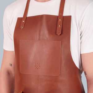 Delantal de Cuero con Bolsillos, Estilo Clásico, Traje de Trabajo Resistente para Cocinar - Product Image 6