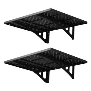 2-Tier Heavy Duty Steel Wall Mounted Garage Shelving 12 X 72 Inch <b>Floating</b> Storage <b>Unit</b> 2 X 3 ft Dimensions - Product Image 1