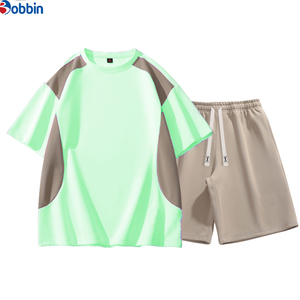 Conjunto Corto Personalizado para Hombre, de Alta Calidad, Informal, a la Moda, Veraniego, Deportivo, con Bloques de Color, Cuello Redondo, Holgado - Product Image 3