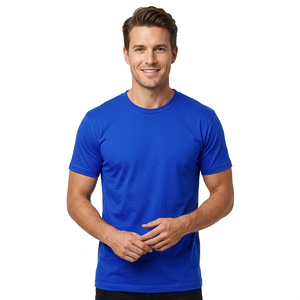 Camiseta de Manga Corta para Hombre, Cuello Redondo, Color Azul Rey, Corte Holgado, Estampado Informal, Tejido Jersey, Poliéster/Algodón, Parte Delantera Deportiva, Transpirable - Product Image 5