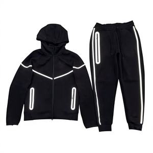 OEM 2026 Ensemble de survêtement décontracté pour femme, 2 pièces, en polaire technique réfléchissant délavé à l'acide, uni et réversible, comprenant un sweat à capuche léger et un pantalon - Product Image 1