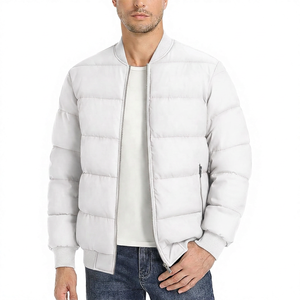 Men's <b>Pink</b> Puffer <b>Jacket</b> Stand Collar Zipper Casual Windproof Polyester Wadding Autumn Solid Color Regular Fit - Product Image 5