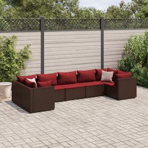 Brown <b>Rattan</b> <b>Patio</b> Lounge <b>Set</b> 6 Seater Weather Resistant Outdoor Garden Furniture Contemporary Design - Product Image 1