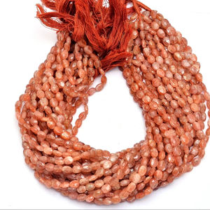 ลูกปัดพลอยซันสโตนทรงรีขนาด 7x5 มม. เกรด AAA+ พลอยซันสโตนธรรมชาติ พลอยกึ่งมีค่า สำหรับทำเครื่องประดับ - Product Image 1