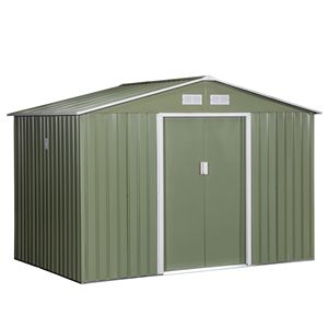 Abri de jardin extérieur 9 x 6 avec fondation, 4 aérations et 2 portes coulissantes faciles à ouvrir pour cour, patio, garage, ou remise à outils - Product Image 1