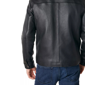 Veste en cuir professionnelle pour homme Clush 2026, style streetwear, avec logo frontal, en peau de mouton, col montant, vente chaude, OEM/ODM - Product Image 5