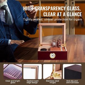 Humidor de Escritorio Hecho a Mano con Madera de Cedro Español y Tapa de Cristal, Estuche para Almacenamiento de Cigarros con Humidificador Integrado - Product Image 6