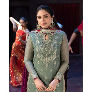 Hermoso conjunto de Dupatta de diseñador y parte superior de mujer para fiestas - Product Image 1