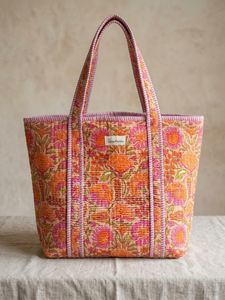 Sac fourre-tout en coton réversible grand format, écologique, pour courses et artistes, avec deux poignées, fermeture ouverte, motif floral - Product Image 5