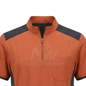Modern <b>Scrub</b> <b>Top</b> With Half Zip Front Short Sleeves Stand Collar Comfortable Workwear Fit And Professional Appearance - Product Image 6