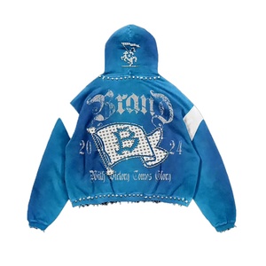 Sudadera con Capucha Oversize para Hombre, Gris, con Logotipo de la Letra B Bordado, Estilo Urbano, Tejida en Algodón, Sudadera con Capucha de Estilo Otoñal - Product Image 6