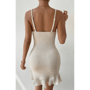 Minivestido tipo camisola de punto gofrado con diseño retorcido en la parte delantera, aberturas y dobladillo con volantes - Product Image 2