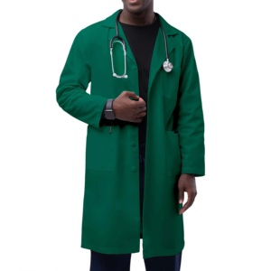 Blouse médicale unisexe en coton de qualité supérieure, personnalisable, blanche, à manches longues, en tissu tissé, pour détection d'aiguilles en milieu hospitalier - Product Image 1