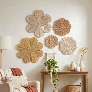Bohemian Flower Shaped Rattan <b>Wall</b> Art Luxury Sunflower Edge Hanging Sculpture for Living Room & Bedroom Home <b>Decor</b> - Product Image 4