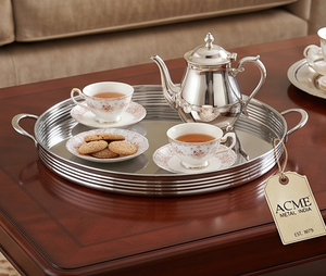 Deluxe Mirror Polished Metal Serving <b>Tray</b> <b>Large</b> Size Silverware Food <b>Tray</b> Elegant Design Dishwasher Safe Residential Weddings - Product Image 6