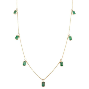 Collier avec pendentif en or jaune massif 14 carats, taille émeraude - Product Image 2