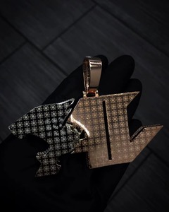 Pendentif Panthère de Luxe en Argent 925 et Moissanite, entièrement serti de micro-incrustations, taille brillant rond, breloque à thème lettre, bijoux Hiphop pour homme - Product Image 6
