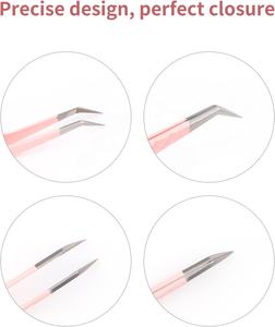 Pince à épiler professionnelle en acier inoxydable à pointe en fibre pour extensions de cils de volume - Product Image 2