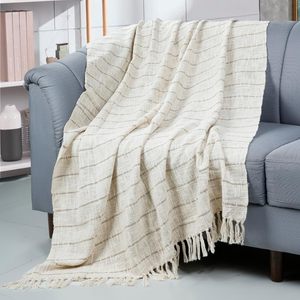 100% Cotton Personalized Modern Simple Geometric Pattern Throw Blanket Large Size Sofa Bed Home Decor Black White Woven <b>Hotels</b> - Product Image 5