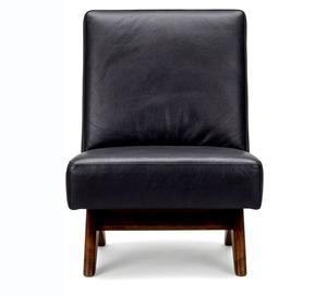 Sillón de Estilo PJ de Lujo al por Mayor, Sillón de Salón sin Brazos de Madera Maciza de Mediados de Siglo, con Detalles en Cuero Genuino, para Oficina y Sala de Estar - Product Image 2