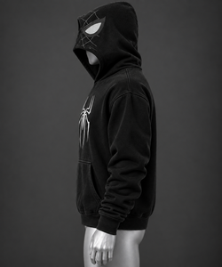 Sudadera con Capucha Negra para Hombre con Estampado Gráfico Personalizado de Araña, Sudadera de Forro Polar, Ropa Urbana Casual de Moda Oversize al por Mayor - Product Image 3