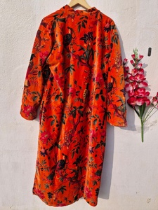 Kimono de Terciopelo con Estampado de Aves, Hecho a Mano, para Invierno, Unisex, Estilo Boho Hippie, Bata de Baño, Kimono para Mujer con Cinturón - Product Image 3