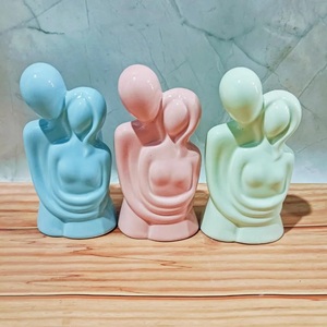 Pottery Ceramic Art Deco Couple Showpiece Romantic Home <b>Decor</b> Statue Handcrafted for Figurine Pop Art Eco-Friendly Living Room - Product Image 1