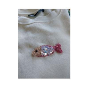 Wholesale Beaded <b>T</b>-<b>shirt</b> <b>Fish</b> design Plated Engagement Woman Tank Top Unisex Fashion Gift Beaded Baby Tees Embroidery Vintage - Product Image 1