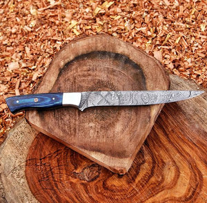 Couteau à fileter en acier Damas, lame de 8 pouces, design ambidextre, couteau utilitaire de pêche et de chasse sur mesure, manche en Pakkawood, le meilleur pour les chefs - Product Image 6