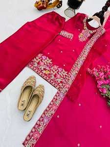 Kurti de Seda GMY con Cuello Redondo y Pantalones Palazzo con Dupatta – Edición de Exportación Global - Product Image 4