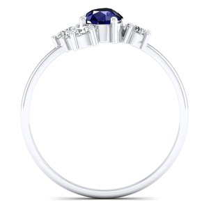 Bague de Fiançailles REYES en Argent Sterling 925 avec Moissanite et Saphir Bleu Taille Poire 0,75 Carat – Prix d'Usine en Gros - Product Image 4