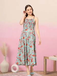 Ropa Étnica India con Estampado Floral, Estilo Casual Elegante para el Verano, 100% Algodón, Tela Ligera, Ajuste Cómodo, Reciclada - Product Image 4