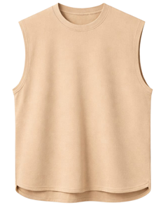 Camiseta sin mangas beige personalizada para hombre, chaleco informal de gimnasio, camiseta de algodón transpirable para verano, ropa deportiva holgada, top de entrenamiento. - Product Image 1