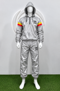 Silver Hooded Sauna Suit <b>Men</b>’s Sweat Training Set Half Zip Pullover Jacket Pants <b>Thermal</b> Workout Weight Cut Fitness Wear - Product Image 5