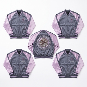 Blouson Bomber en Satin avec Fermeture Éclair, Manches Raglan, Jaune Gris, Motif Graphique Orchard Press, Broderie au Dos, Coupe-Vent Style Baseball - Product Image 4