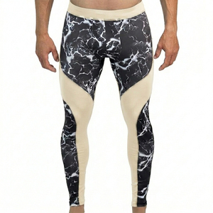 Mens Gym Leggings Compression Sports Tights Lightweight Stretch Moisture Wicking Breathable Running Training Fitness <b>Exercise</b> - Product Image 2