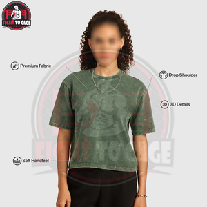 เสื้อยืดสีเขียวสไตล์วินเทจผ้าหนา 280gsm คุณภาพสูงสำหรับฤดูร้อน ทรงหลวมไหล่ตก สตรีทแวร์  รับสกรีนโลโก้ - Product Image 5